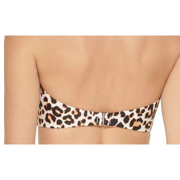 DKNY Women's Colorblocked Bandeau Leopard Animal Print Bikini Top Swim Medium - Picture 4 of 5